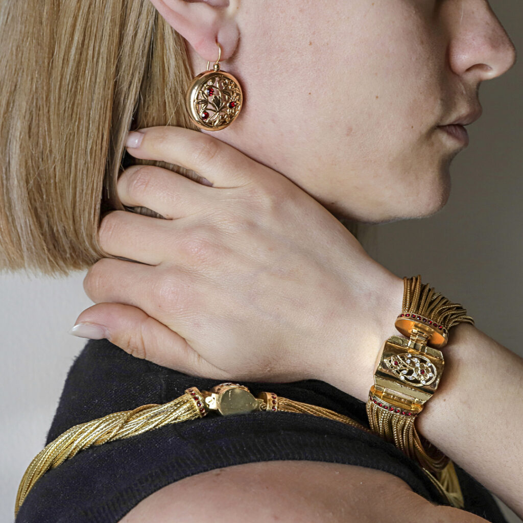 Liberty Style Earrings with Red Crystals - Timeless Elegance