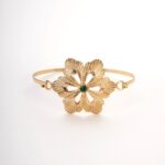 Bracciale Rigido Fiore Smeraldo Anticato - Eleganza Classica Artigianale Italiana