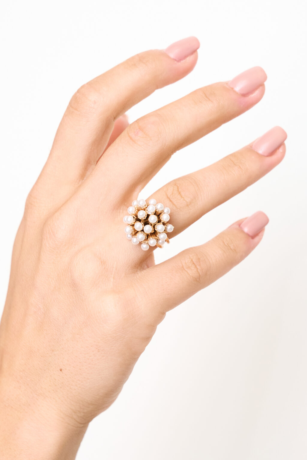 Anello Cocktail Vittoriano con Perle D'Imitazione Regolabile