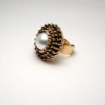 Adjustable dahlia pearl ring