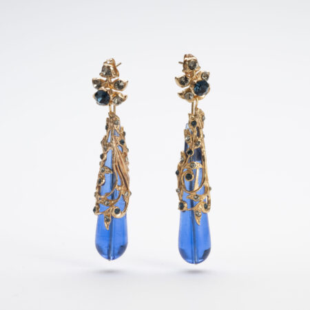 Eleganza Art Nouveau: Orecchini in Vetro di Murano e Cristalli