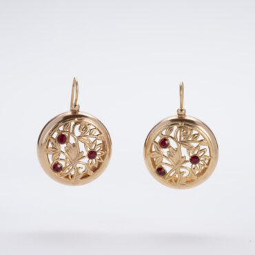 Liberty Style Earrings with Red Crystals - Timeless Elegance