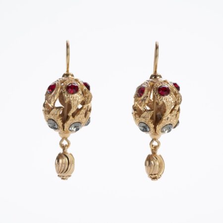 Ball earrings with crystals