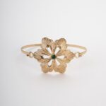 Bracciale Rigido Fiore Smeraldo Anticato - Eleganza Classica Artigianale Italiana