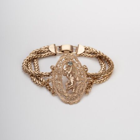 Victorian Angel Bracelet and Grey Diamond Crystal - Tuscan Handcrafted Cimelio