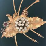 Whimsical maxi brooch with leaves and flowers