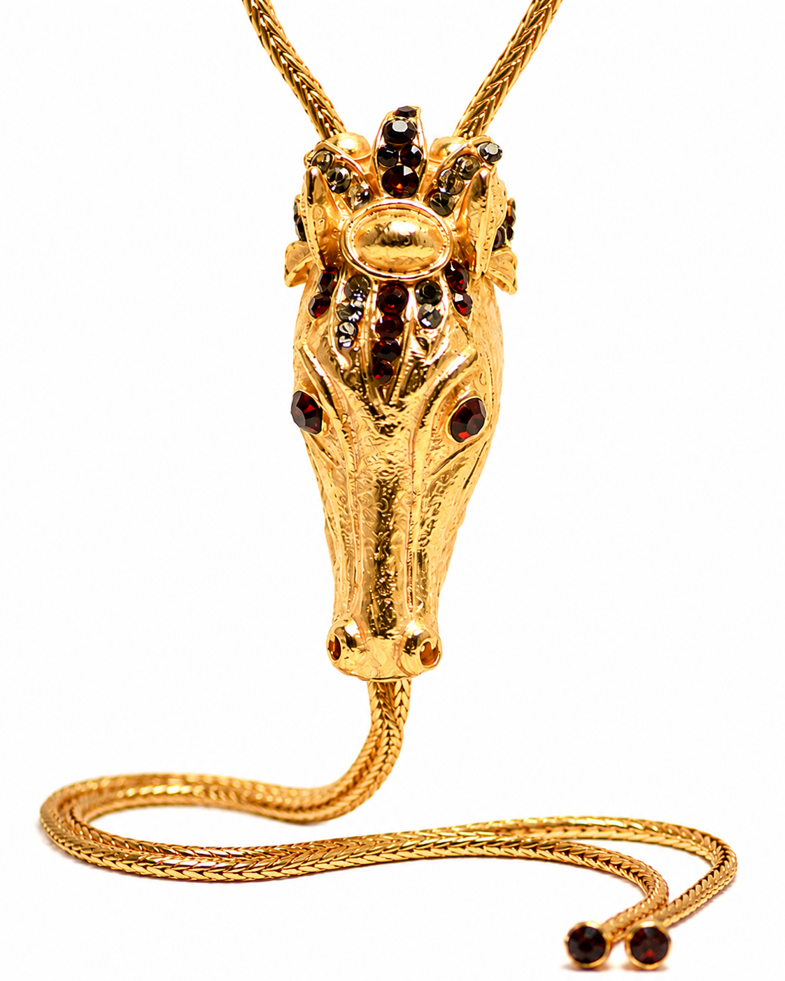 Collana saliscendi con testa di cavallo.