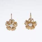 Vintage Flower Pendant Earrings with Pearls - Romantic Elegance