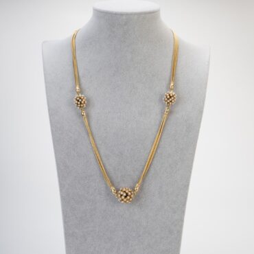 Women's Long Necklace | Imitation Pearls & 14KT Gold Gilt