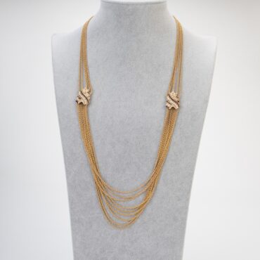 Multi-strand long necklace with crystals