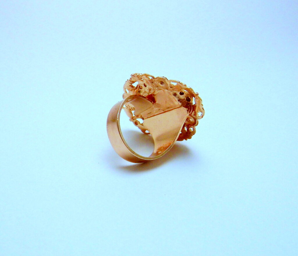 Anello Donna Regolabile "Riflessi di un Tempo" con Fiore Verde Giada