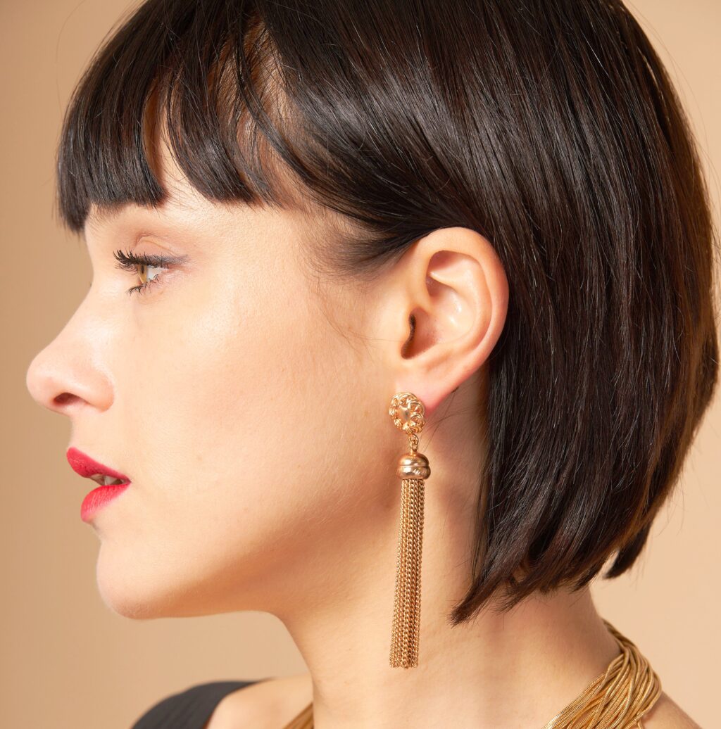 Scenographic “Thousand-strand” Earrings with Fringe | Luxury Handcrafted 14K Gold Gilt