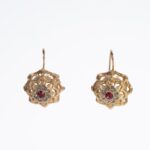 Demirouge Earrings: Victorian Elegance Meets Red Crystals.