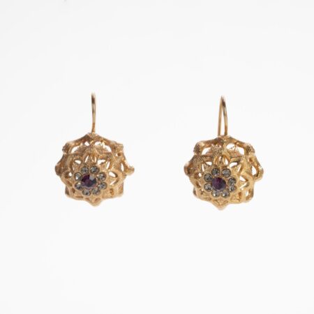 "Antique Elegance" Earrings: Amethyst & White Crystals