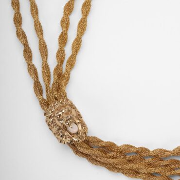 Long necklace with lion head and moonstone crystal