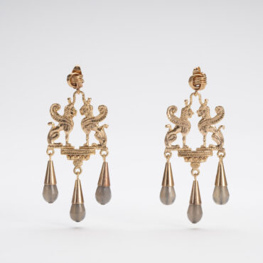 Sphinx Pendant Earrings with Elbow Detail