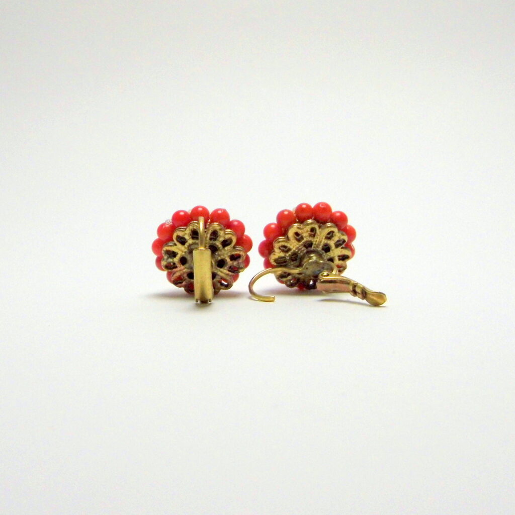 Bourbon Ancient Style Earrings: coral and river pearls