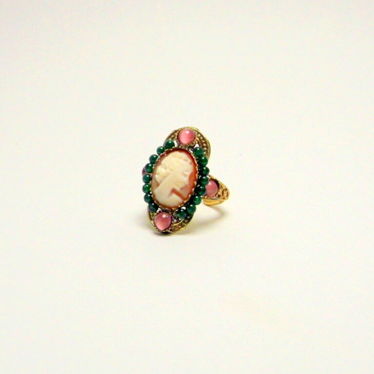 Handcrafted "Court Splendor" ring with cameo and adventure