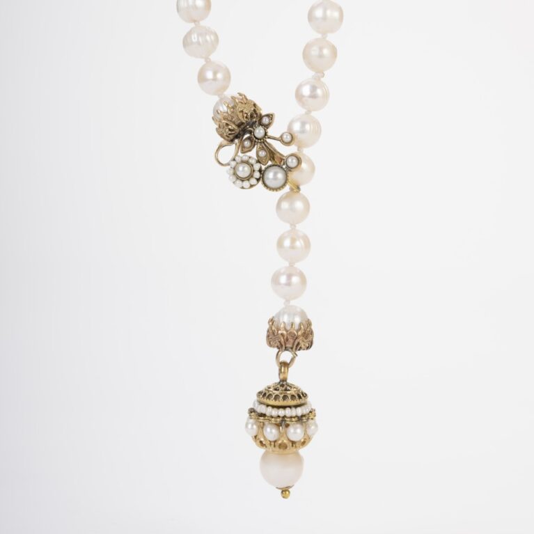 Classic River Pearl Long Necklace | Handcrafted Jewel Made in Italy | Timeless Elegance Adjustable