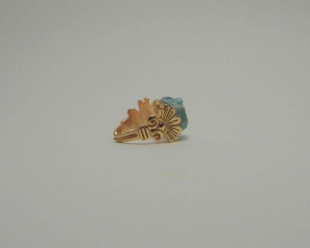 14K Gold Turquoise Ring | Hollywood Art Deco Elegance