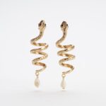 Orecchini Serpente Doratura Oro Anticato | Perla & Cristallo