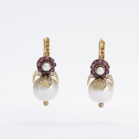 Art Nouveau "Flower Leaf" Earrings | Antiqued Filigree, Shell and Agate