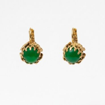 Orecchini piccoli con agata verde.