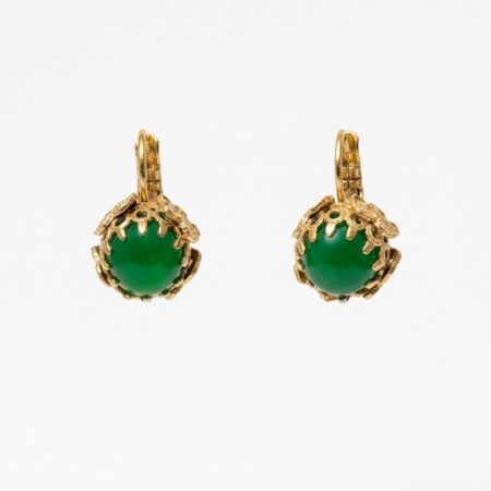 Orecchini piccoli con agata verde.