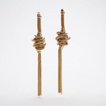 Orecchini nodo d'amore oro 14kt brunito scultorei.