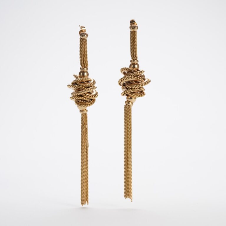 Orecchini nodo d'amore oro 14kt brunito scultorei.