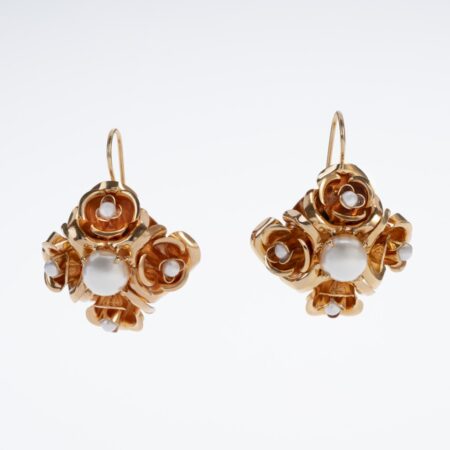 Orecchini a lobo modello Rosone dorato oro 14kt stile barocco fiorentino.