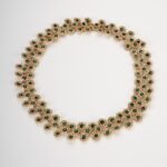 Royal Emerald Necklace - Carved Petals and Crystals