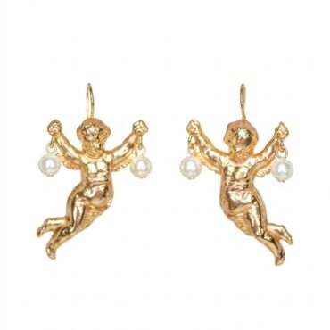 Orecchini angeli benedicenti con perle d'imitazione.