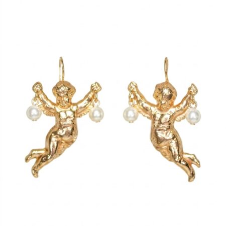 Orecchini angeli benedicenti con perle d'imitazione.