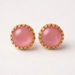 Antique Pink Crystal Cabochon Lobe Earrings by Demirouge
