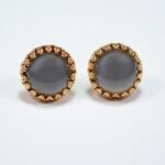 Lobe Earrings with Iridescent Gray Crystal Cabochon by Demirouge