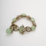 Symphony of Agate and Pearls: Handcrafted Italian Brass Bracelet