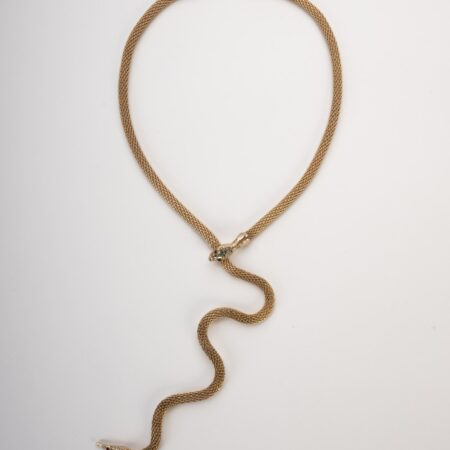 Collana saliscendi a forma di serpente vipera in maglia dorata snodabile – Pezzo Unico Atelier