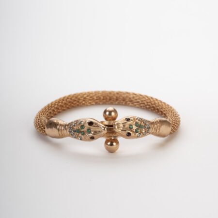 Bracciale serpente dorato in lega demirouge con teste gioiello e chiusura a vite