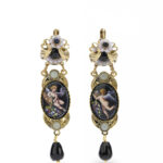 Orecchini Barocchi Dipinti a Mano con Angeli e Agate - Collezione Nostalgia