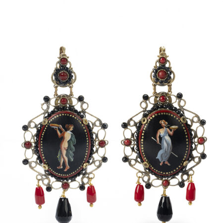orecchini-borbonici-baccanti-miniatura-dipinta-a-mano-onice-nero-corallo