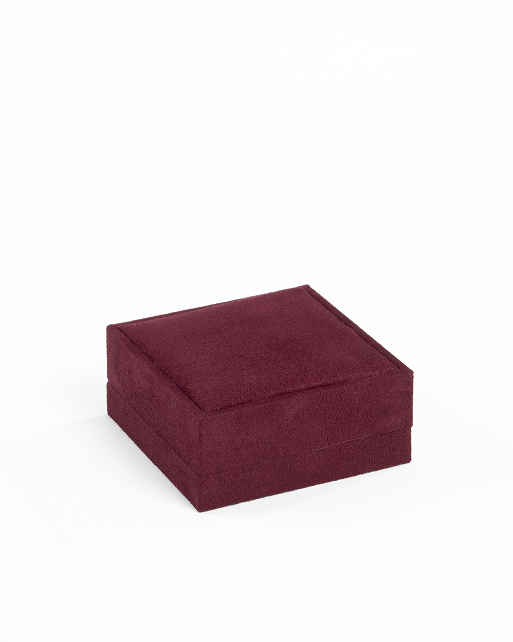 Cofanetto regalo deluxe in velluto bordeaux con certificato di autenticita per gioielli artigianali.